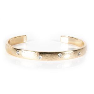 Hammered Diamond Cuff in 14K Yellow Gold 0.56 CTW